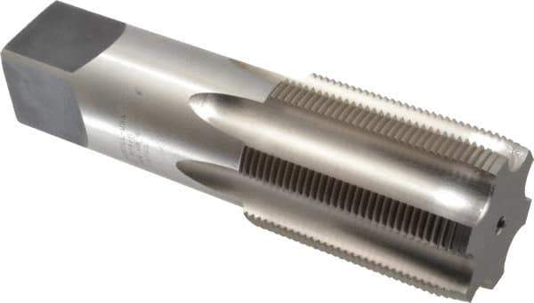 Hertel - 2-3/4 - 8 UNS 6 Flute Bright Finish High Speed Steel Straight Flute Standard Hand Tap - Plug, Right Hand Thread, 9-1/4" OAL, 4" Thread Length, H8 Limit, Through Coolant - Exact Industrial Supply