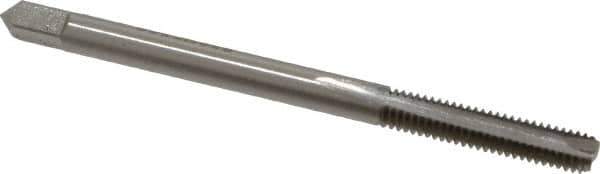 Hertel - #6-40 UNF, 2 Flute, Bright Finish, High Speed Steel Spiral Point Tap - Bottoming Chamfer, Right Hand Thread, 2" OAL, 11/16" Thread Length, 2B/3B Class of Fit - Exact Industrial Supply