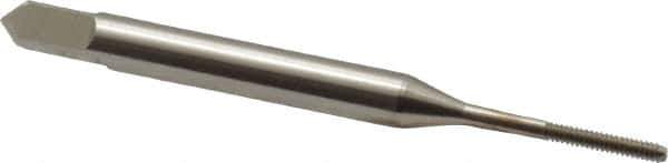 Hertel - #0-80 UNF, 2 Flute, Bright Finish, High Speed Steel Spiral Point Tap - Bottoming Chamfer, Right Hand Thread, 1-5/8" OAL, 5/16" Thread Length, 2B Class of Fit - Exact Industrial Supply