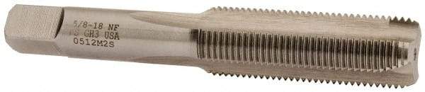 Hertel - 5/8-18 UNF, 3 Flute, Bright Finish, High Speed Steel Spiral Point Tap - Bottoming Chamfer, Right Hand Thread, 3-13/16" OAL, 1-13/16" Thread Length, 3B Class of Fit - Exact Industrial Supply