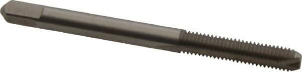 Hertel - #10-32 UNF, 2 Flute, Bright Finish, High Speed Steel Spiral Point Tap - Bottoming Chamfer, Right Hand Thread, 2-3/8" OAL, 7/8" Thread Length, 3B Class of Fit - Exact Industrial Supply
