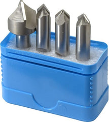 Hertel - 4 Piece 3/8 & 3/4" Cutter Head Diam, Cobalt Chamfer Mill Set - Industrial Tool & Supply