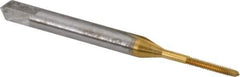 Hertel - #0-80 UNF 3B 2 Flute TiN Finish High Speed Steel Straight Flute Standard Hand Tap - Plug, Right Hand Thread, 1-5/8" OAL, 5/16" Thread Length, H1 Limit - Exact Industrial Supply