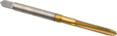 Hertel - #5-40 UNC 2B/3B 3 Flute TiN Finish High Speed Steel Straight Flute Standard Hand Tap - Plug, Right Hand Thread, 1-15/16" OAL, 5/8" Thread Length, H2 Limit - Exact Industrial Supply