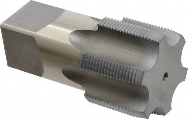Hertel - 2 - 11-1/2 NPS Thread, 7 Flute Standard Pipe Tap - 4-1/2" OAL, 2-9/16" Thread Length, 1-7/8" Shank Diam, Chrome Finish, High Speed Steel - Exact Industrial Supply