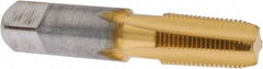 Hertel - 1/8-27 NPTF Thread, 4 Flute Short Projection Standard Pipe Tap - 2-1/8" OAL, 3/4" Thread Length, 7/16" Shank Diam, TiN Finish, High Speed Steel - Exact Industrial Supply