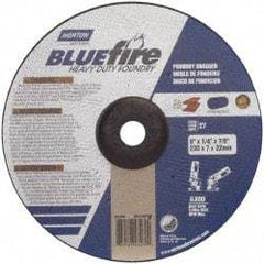 Norton - 20 Grit, 9" Wheel Diam, 1/4" Wheel Thickness, 7/8" Arbor Hole, Type 27 Depressed Center Wheel - Zirconia Alumina/Silicon Carbide Blend, T Hardness, 6,600 Max RPM, Compatible with Angle Grinder - Industrial Tool & Supply