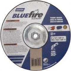 Norton - 20 Grit, 9" Wheel Diam, 1/4" Wheel Thickness, Type 27 Depressed Center Wheel - Zirconia Alumina, T Hardness, 6,000 Max RPM, Compatible with Angle Grinder - Industrial Tool & Supply
