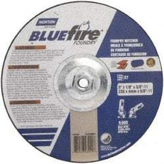 Norton - 24 Grit, 9" Wheel Diam, 1/8" Wheel Thickness, Type 27 Depressed Center Wheel - Zirconia Alumina/Silicon Carbide Blend, T Hardness, 6,000 Max RPM, Compatible with Angle Grinder - Industrial Tool & Supply