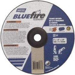 Norton - 24 Grit, 9" Wheel Diam, 1/8" Wheel Thickness, 7/8" Arbor Hole, Type 27 Depressed Center Wheel - Zirconia Alumina/Silicon Carbide Blend, T Hardness, 6,000 Max RPM, Compatible with Angle Grinder - Industrial Tool & Supply