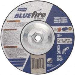 Norton - 20 Grit, 7" Wheel Diam, 1/4" Wheel Thickness, Type 27 Depressed Center Wheel - Zirconia Alumina/Silicon Carbide Blend, T Hardness, 8,600 Max RPM, Compatible with Angle Grinder - Industrial Tool & Supply