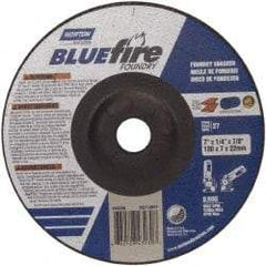 Norton - 20 Grit, 7" Wheel Diam, 1/4" Wheel Thickness, 7/8" Arbor Hole, Type 27 Depressed Center Wheel - Zirconia Alumina/Silicon Carbide Blend, T Hardness, 8,600 Max RPM, Compatible with Angle Grinder - Industrial Tool & Supply