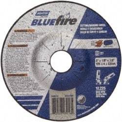 Norton - 30 Grit, 5" Wheel Diam, 1/8" Wheel Thickness, 7/8" Arbor Hole, Type 27 Depressed Center Wheel - Zirconia Alumina, U Hardness, 12,225 Max RPM, Compatible with Angle Grinder - Industrial Tool & Supply