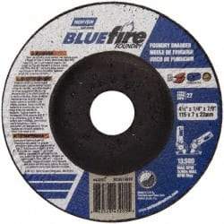 Norton - 24 Grit, 4-1/2" Wheel Diam, 1/4" Wheel Thickness, 7/8" Arbor Hole, Type 27 Depressed Center Wheel - Zirconia Alumina/Silicon Carbide Blend, T Hardness, 13,580 Max RPM, Compatible with Angle Grinder - Industrial Tool & Supply