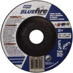 Norton - 24 Grit, 4-1/2" Wheel Diam, 1/8" Wheel Thickness, 7/8" Arbor Hole, Type 27 Depressed Center Wheel - Zirconia Alumina/Silicon Carbide Blend, T Hardness, 13,580 Max RPM, Compatible with Angle Grinder - Industrial Tool & Supply