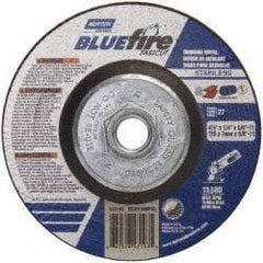 Norton - 24 Grit, 4-1/2" Wheel Diam, 1/4" Wheel Thickness, Type 27 Depressed Center Wheel - Zirconia Alumina, S Hardness, 13,580 Max RPM, Compatible with Angle Grinder - Industrial Tool & Supply