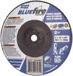Norton - 24 Grit, 4" Wheel Diam, 1/4" Wheel Thickness, 5/8" Arbor Hole, Type 27 Depressed Center Wheel - Zirconia Alumina/Silicon Carbide Blend, T Hardness, 15,280 Max RPM, Compatible with Angle Grinder - Industrial Tool & Supply