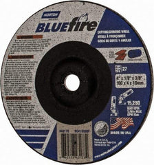 Norton - 30 Grit, 4" Wheel Diam, 1/8" Wheel Thickness, 3/8" Arbor Hole, Type 27 Depressed Center Wheel - Zirconia Alumina, U Hardness, 15,280 Max RPM, Compatible with Angle Grinder - Industrial Tool & Supply