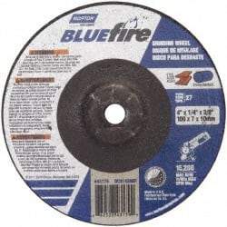 Norton - 24 Grit, 4" Wheel Diam, 1/4" Wheel Thickness, 5/8" Arbor Hole, Type 27 Depressed Center Wheel - Zirconia Alumina, S Hardness, 15,280 Max RPM, Compatible with Angle Grinder - Industrial Tool & Supply