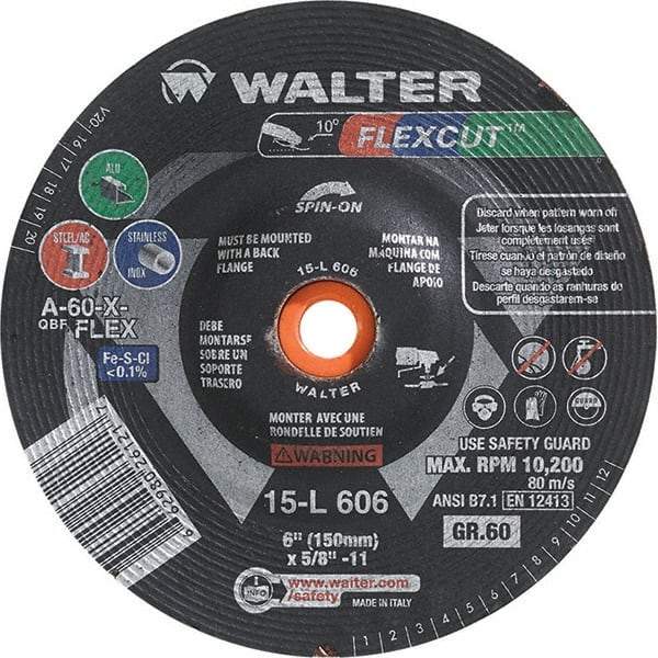 WALTER Surface Technologies - 6" Diam, 60 Grit Surface Grinding Wheel - Aluminum Oxide/Silicon Carbide Blend, Resinoid Bond - Industrial Tool & Supply