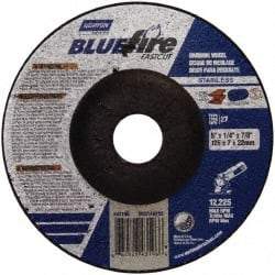Norton - 24 Grit, 5" Wheel Diam, 1/4" Wheel Thickness, 7/8" Arbor Hole, Type 27 Depressed Center Wheel - Zirconia Alumina, S Hardness, 12,225 Max RPM, Compatible with Angle Grinder - Industrial Tool & Supply