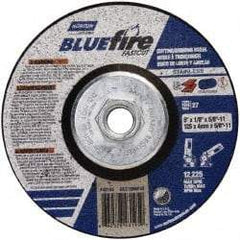 Norton - 24 Grit, 5" Wheel Diam, 1/4" Wheel Thickness, Type 27 Depressed Center Wheel - Zirconia Alumina, S Hardness, 12,225 Max RPM, Compatible with Angle Grinder - Industrial Tool & Supply