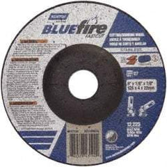 Norton - 30 Grit, 5" Wheel Diam, 1/8" Wheel Thickness, 7/8" Arbor Hole, Type 27 Depressed Center Wheel - Zirconia Alumina, U Hardness, 12,225 Max RPM, Compatible with Angle Grinder - Industrial Tool & Supply