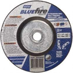 Norton - 30 Grit, 4-1/2" Wheel Diam, 1/8" Wheel Thickness, Type 27 Depressed Center Wheel - Zirconia Alumina, T Hardness, 13,580 Max RPM, Compatible with Angle Grinder - Industrial Tool & Supply