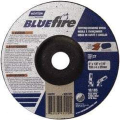 Norton - 30 Grit, 6" Wheel Diam, 1/8" Wheel Thickness, 7/8" Arbor Hole, Type 27 Depressed Center Wheel - Zirconia Alumina, U Hardness, 10,185 Max RPM, Compatible with Angle Grinder - Industrial Tool & Supply