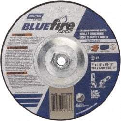 Norton - 30 Grit, 7" Wheel Diam, 1/8" Wheel Thickness, Type 27 Depressed Center Wheel - Zirconia Alumina, T Hardness, 8,600 Max RPM, Compatible with Angle Grinder - Industrial Tool & Supply