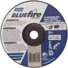 Norton - 30 Grit, 7" Wheel Diam, 1/8" Wheel Thickness, 7/8" Arbor Hole, Type 27 Depressed Center Wheel - Zirconia Alumina, T Hardness, 8,600 Max RPM, Compatible with Angle Grinder - Industrial Tool & Supply