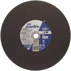 Norton - 16" 30 Grit Zirconia Alumina Cutoff Wheel - 5/32" Thick, 1" Arbor, 3,820 Max RPM, Use with Stationary Tools - Industrial Tool & Supply