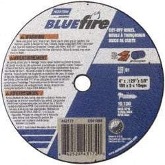 Norton - 4" 46 Grit Zirconia Alumina Cutoff Wheel - 1/8" Thick, 3/8" Arbor, 19,100 Max RPM, Use with Angle Grinders - Industrial Tool & Supply