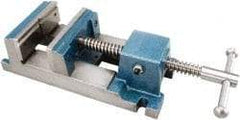 Gibraltar - 6" Jaw Opening Capacity x 2" Throat Depth, Drill Press Vise - 6" Wide Jaw, Stationary Base, Rapid Acting, 16-1/2" OAL x 3" Overall Height, Cast Iron - Industrial Tool & Supply