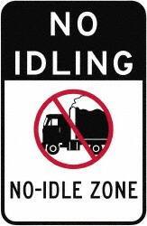 NMC - "No Idle Zone", 18" Long x 12" Wide, Aluminum Safety Sign - Use for Workplace/Safety - Industrial Tool & Supply