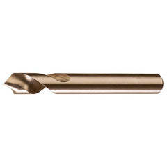 ‎1/4-E × 2-1/2″ OAL 90 Degree HSSCoPM Radial NC Spotting Drills Gold-Black Oxide - Exact Industrial Supply