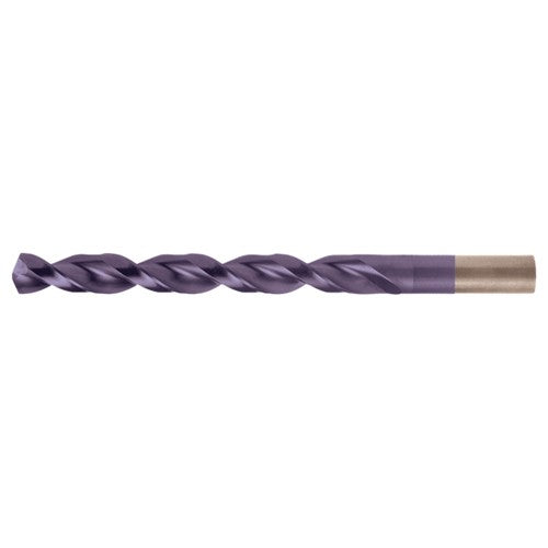 #6 RHS / RHC HSS-CO 8% (M42) 135 Degree Split Point Q-Cobalt Wide Land Parabolic Jobber Drill - TiAlN - Exact Industrial Supply