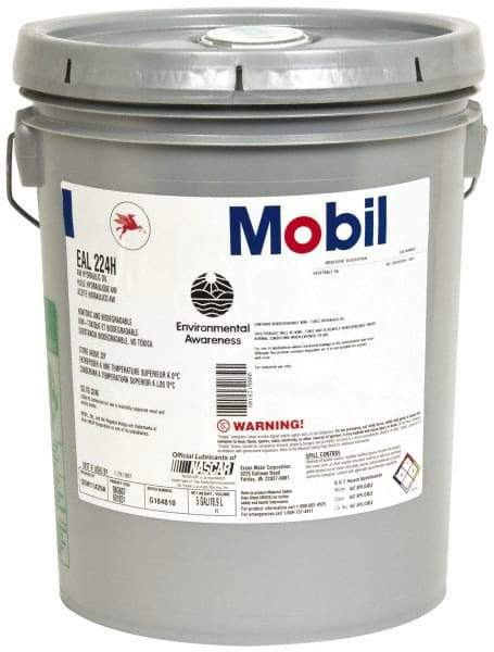Mobil - 5 Gal Pail Mineral Hydraulic Oil - 0180°F, SAE 20, ISO 32/46, 36.8 cSt at 40°C & 8.3 cSt at 100°C - Industrial Tool & Supply
