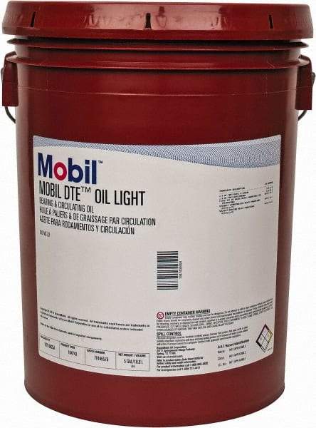 Mobil - 5 Gal Pail Mineral Circulating Oil - SAE 10, ISO 32, 31 cSt at 40°C & 5.5 cSt at 100°F - Industrial Tool & Supply