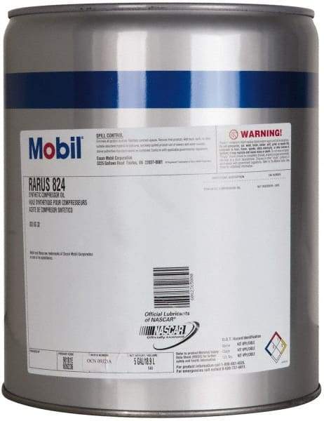 Mobil - 5 Gal Pail, ISO 32, SAE 10, Air Compressor Oil - -20°F to 400°, 29.5 Viscosity (cSt) at 40°C, 5.5 Viscosity (cSt) at 100°C - Industrial Tool & Supply