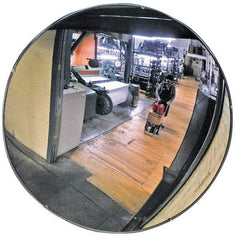 PRO-SAFE - Indoor Round Convex Safety, Traffic & Inspection Mirrors - Acrylic Lens, Laminated Hardboard Backing, 30" Diam x 2-5/8" High, 32' Max Covered Distance - Industrial Tool & Supply
