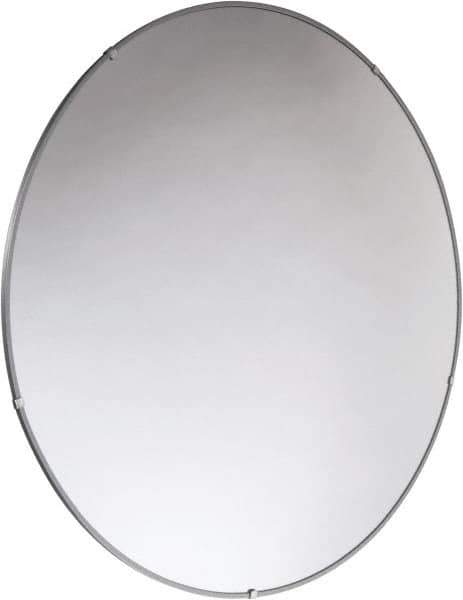 PRO-SAFE - Indoor Round Convex Safety, Traffic & Inspection Mirrors - Acrylic Lens, Laminated Hardboard Backing, 36" Diam x 2-3/8" High, 38' Max Covered Distance - Industrial Tool & Supply