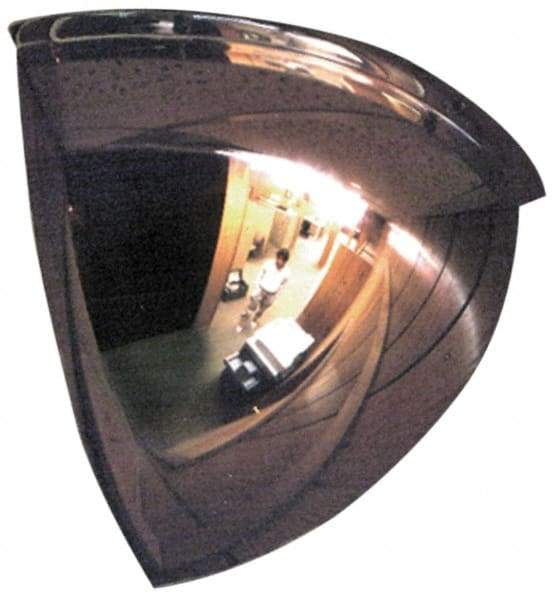 PRO-SAFE - Indoor & Outdoor Quarter Dome Dome Safety, Traffic & Inspection Mirrors - Acrylic Lens, 18" Diam x 9" High, 14' Max Covered Distance - Industrial Tool & Supply