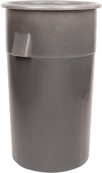 Bayhead Products - 55 Gal Gray Round Trash Can - Polyethylene, 40" High - Industrial Tool & Supply