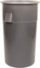 Bayhead Products - 55 Gal Gray Round Trash Can - Polyethylene, 40" High - Industrial Tool & Supply
