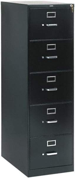 Hon - 26" Wide x 60" High x 26-1/2" Deep, 5 Drawer Vertical File with Lock - Steel, Black - Industrial Tool & Supply