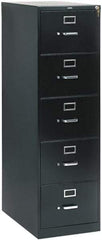 Hon - 26" Wide x 60" High x 26-1/2" Deep, 5 Drawer Vertical File with Lock - Steel, Black - Industrial Tool & Supply