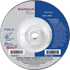 Sait - 9" Wheel Diam, 1/4" Wheel Thickness, Type 27 Depressed Center Wheel - Ceramic, Resinoid Bond, 6,600 Max RPM, Compatible with Angle Grinder - Industrial Tool & Supply