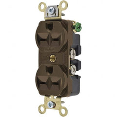 Hubbell Wiring Device-Kellems - 250 VAC 15A NEMA 6-15R Industrial Grade Brown Straight Blade Duplex Receptacle - Industrial Tool & Supply