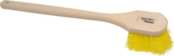 Weiler - 2" Bristle Length, Polypropylene Scrub Brush - 20" OAL, Straight Handle, Yellow, Foam Block - Industrial Tool & Supply